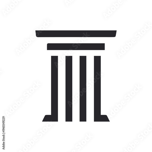 Minimalist Black Pillar Icon Symbol of Strength Law and Justice