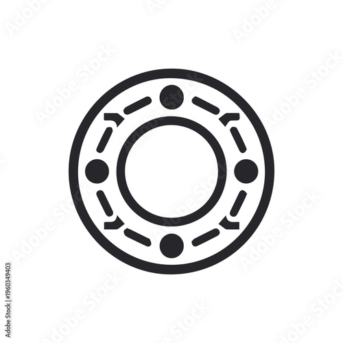 Minimalist Black Ball Bearing Icon for Mechanical Engineering Design