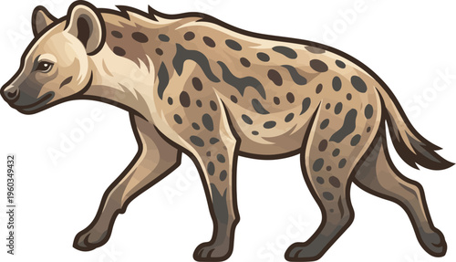 Spotted hyena prowling through african savanna
