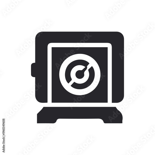 Minimalist Black and White Safe Icon for Security and Finance Design