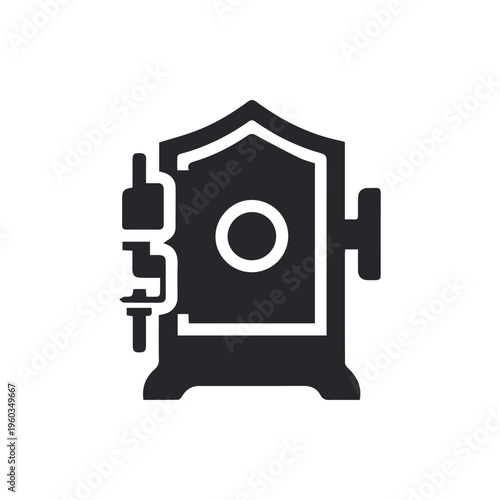 Vintage Furnace Door Icon Black and White Industrial Style Graphic