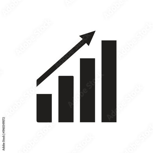 Free Download Black Bar Chart Icon Showing Upward Growth and Positive Progress - GFXLoad