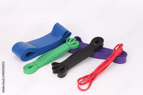 Rubber Exercise Resistance Band on White Background