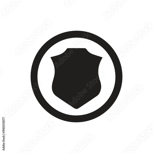 Minimalist Black Shield Icon Symbol of Protection and Security Vector