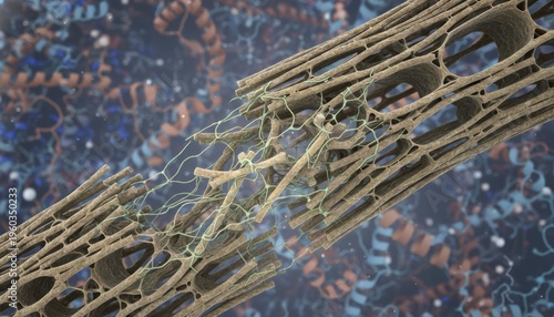 Microscopic View Of Fragmented Biological Structure Undergoing Cellular Repair And Regeneration