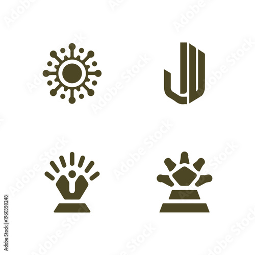 Minimalist Icons Of Virus Protection And Helping Hands For Health