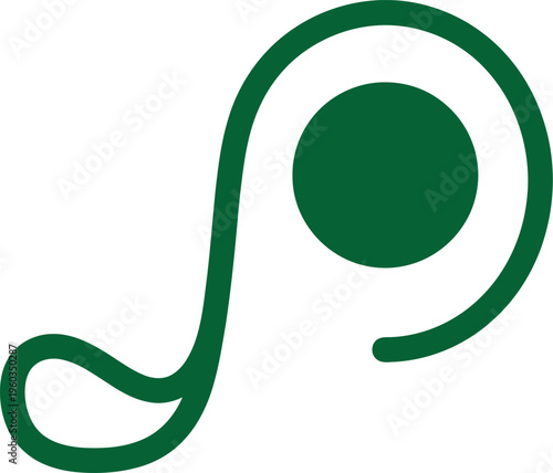 Stylized golf club path logo representing putter movement and ball trajectory flow