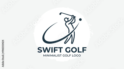 Swift golf minimalist logo with player in circular motion