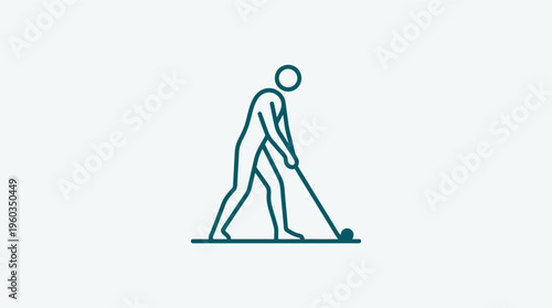 Teal golf address position icon depicting player readiness and ball setup on tee