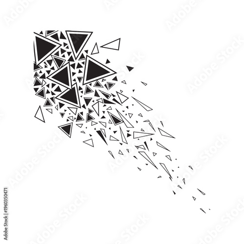 Abstract geometric background with shattered black and white triangles
