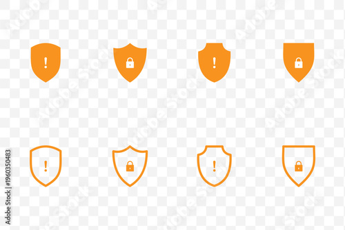 shield security icon set. safety, protection symbols. security icon with check mark and lock sign. Vector illustration