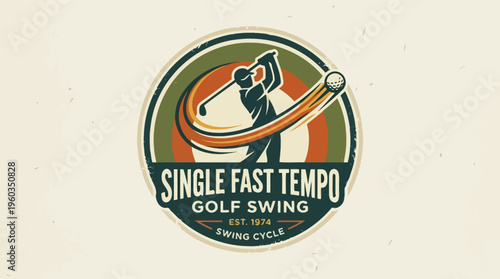 Vintage fast tempo golf swing circular logo
