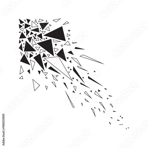 Abstract geometric background with shattered black and white triangles

