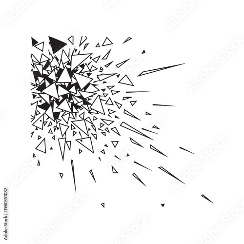 Abstract geometric background with shattered black and white triangles
