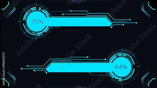 Digital interface displaying progress bars with percentage indicators