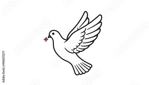 white dove flying with global flag in beak symbol of international peace and world unity vector illustration