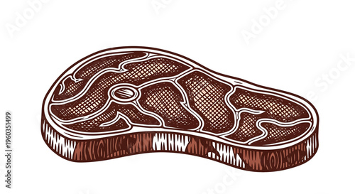 Raw beef steak illustration, hand drawn sketch style