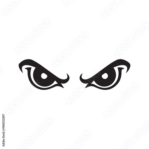 Angry evil eyes black silhouette vector illustration isolated on white background
