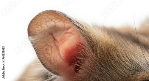 Close-up of a cats ear with fur.