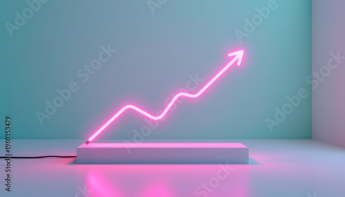 Futuristic Neon Arrow Chart Showing Growth
