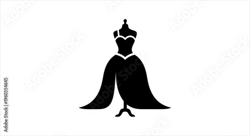 Elegant Black Gown on Mannequin Silhouette.