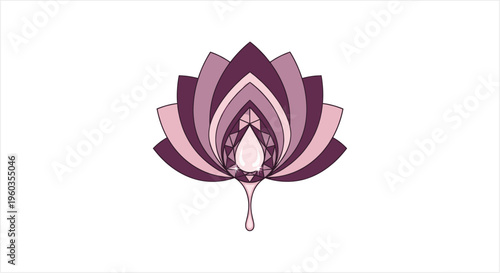 Stylized purple lotus flower with a central teardrop gem design.