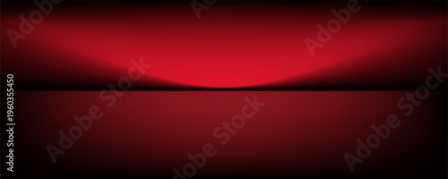 Red studio background. Abstract limbo podium studio room. Dark red gradient wall floor and spotlight scene. Showcase, promotion display. Vector stage mockup illustration