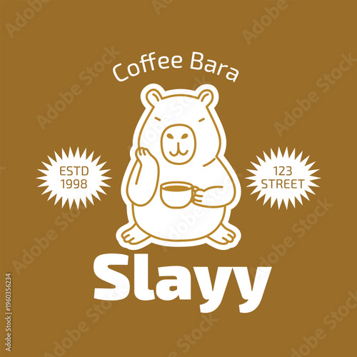 Cute Capybara Coffee Mascot Character. A creative and adorable collection of capybara mascot characters combined with coffee elements. This vector set features the world's chillest animal.