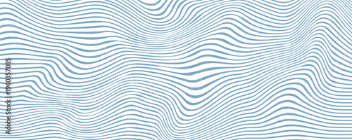 Abstract blue wave lines pattern on white background with space for your text