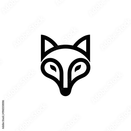 Stylized fox head silhouette icon for wildlife logo design in monochrome.