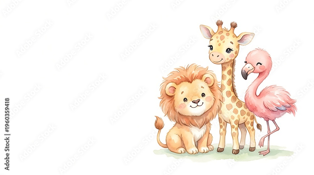Obraz premium Kids Friendly Animal Illustration Collection