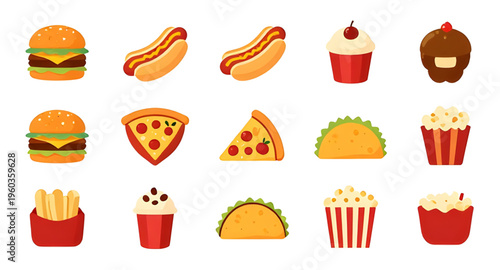 Quadro su tela food, fastfood, burger, fries, pizza, hotdog, sandwich, taco, snack, meal, takea