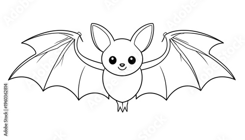 Cute cartoon vector illustration of a happy white bunny Bat on white background