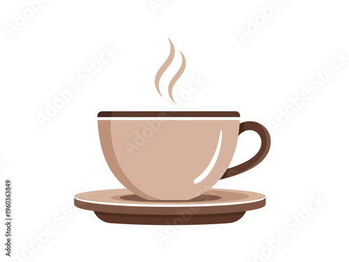 Steaming Coffee Cup and Saucer Illustration - A Warm Beverage Ready to Enjoy