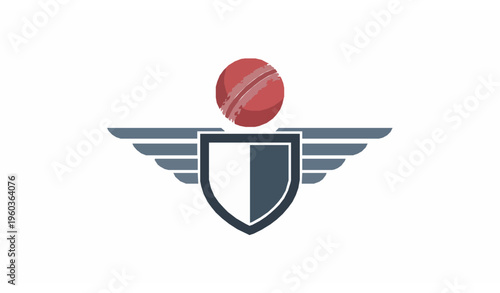 Cricket ball shield wings sports emblem vector logo