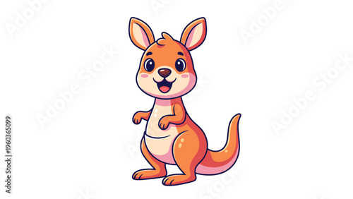 A cartoon kangaroo standing on a white background with a cheerful expression and colorful fur.