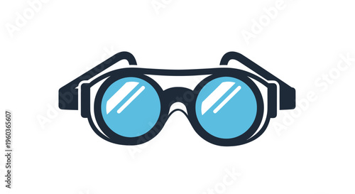 Pair of blue futuristic goggles illustration.