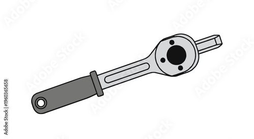 Ratchet Wrench Tool Mechanical Device Illustration.