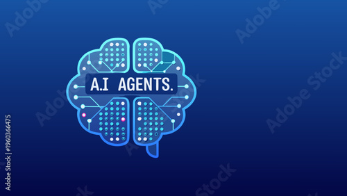 Ai agents concept a brain shaped network with glowing blue connections