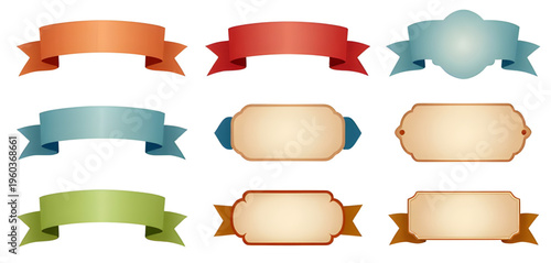 colorful ribbon set illustration isolated on white background, decorative ribbon collection vector illustration design, gift ribbon set illustration for packaging and wrapping design, colorful bow rib