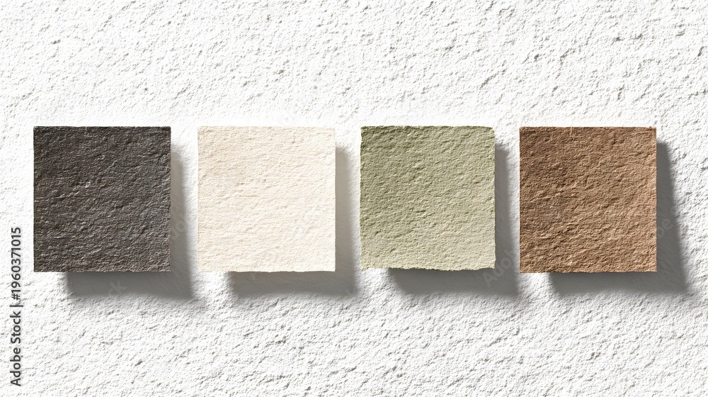 Fototapeta premium Four Square Swatches of Textured Material Samples.