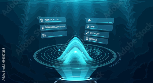 Futuristic Holographic Interface Displaying Data Visualization.
