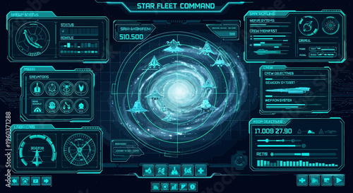 Futuristic Starfleet Command Holographic Display Interface.