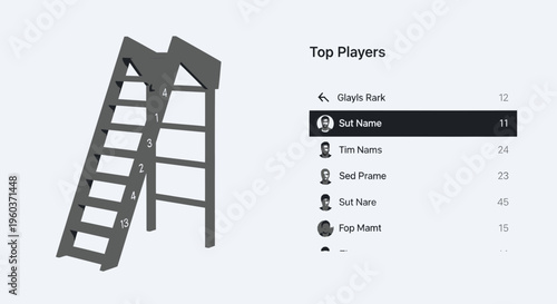 Ladder graphic with top players list.
