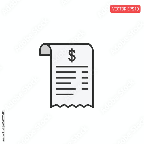 Stylized icon of a crumpled receipt with a dollar sign