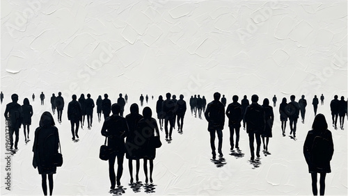 Minimalist Oil Paint Architectural Entourage Set of Diverse People Silhouettes Vector Illustration