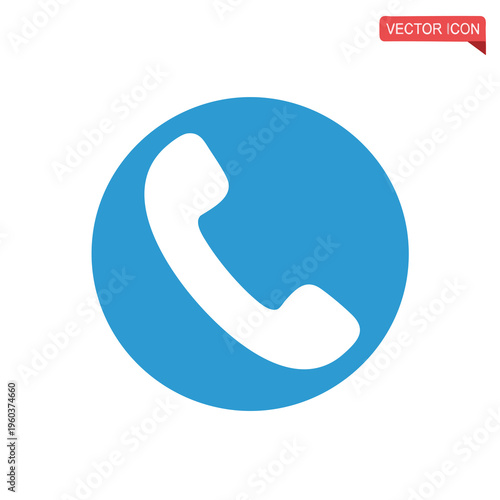 Simple blue circle with white telephone handset icon
