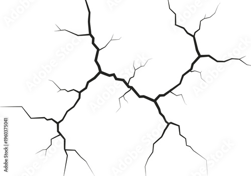 Abstract background illustration depicting a branching network of thin, sharp lines representing cracks on a white surface