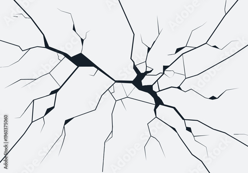 Cracked surface abstract background with sharp lines and a central explosion effect