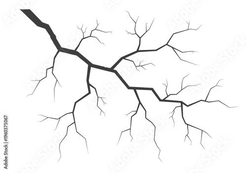 Abstract cracking and splintering graphic element representing fissures and breakage